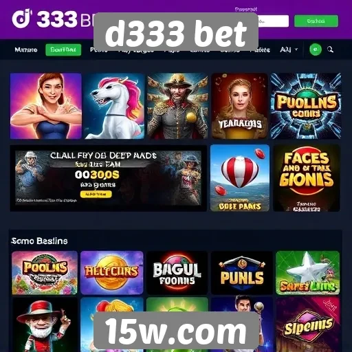 Variedade de jogos disponíveis em d333 bet
